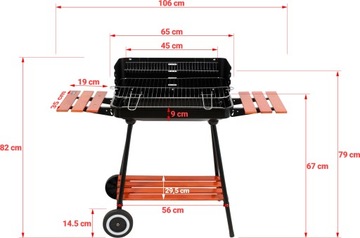 УГОЛЬНЫЙ САДОВЫЙ ГРИЛЬ, СКЛАДНЫЕ ПОЛКИ, РЕШЕТКА, 53 см