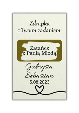 ZDRAPKI Z ZADANIAMI WESELNYMI ECRU wzory do wyboru