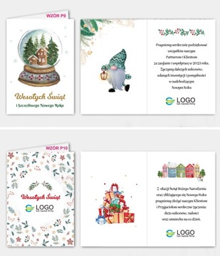 Firmowe Kartki świąteczne koperta w komplecie LOGO + życzenia