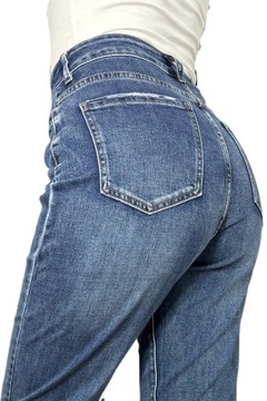 SPODNIE JEANSY LUŹNE 7/8 MOM FIT SZEROKIE WYGODNE MOM JEANS XS