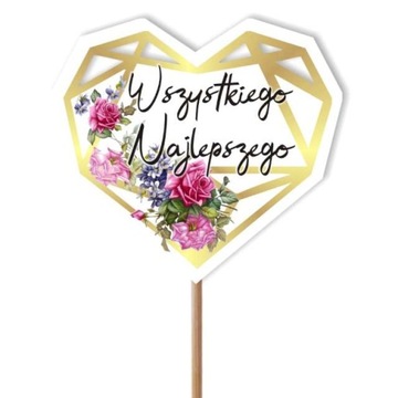 TOPPER długi PIKER bukiet WSZYSTKIEGO NAJLEPSZEGO