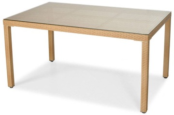 Stół ogrodowy z technorattanu taras balkon szkło hartowane beż 150 x 90cm