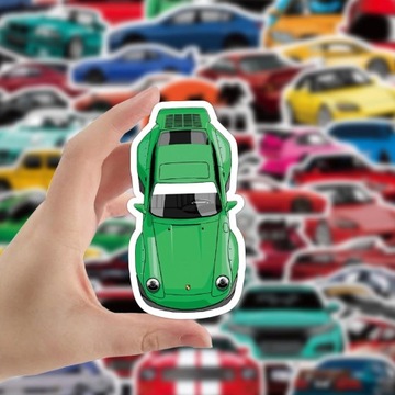 WLEPY STICKER NAKLEJKI WODOODPORNE MIX AUTA 50szt