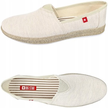 Espadryle damskie Big Star beżowe tenisówki wsuwane FF276026 37