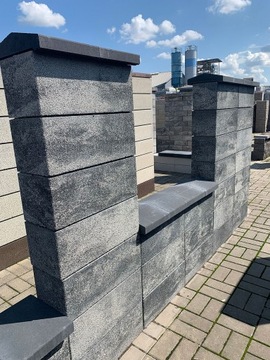 Блок заборный, гладкий, 50х20, графит и белый горошек