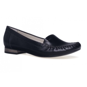 Czarne skórzane miękkie półbuty mokasyny damskie wygodne buty Zych 38