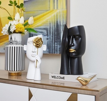 OSŁONKA FLAKON WAZON TWARZ GŁOWA DONICA doniczka 7808-89 WHITE FACE