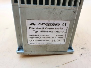 ИНВЕРТОР ПРЕОБРАЗОВАТЕЛЬ ЧАСТОТЫ АПАТОР УПРАВЛЕНИЯ AMD S1 AMD-S-0007/RN21D
