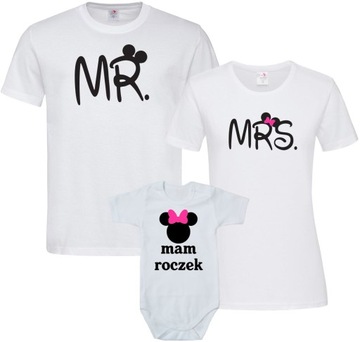 KOMPLET RODZINNY NA ROCZEK MYSZKA MINNIE Z BODY