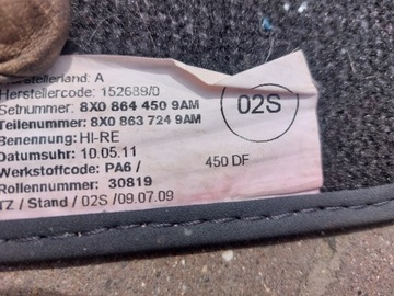 AUDI A1 DYWANIKI PODŁOGI WYCIERACZKI 8X0864450 8X1863691A EUROPA KOMPLET