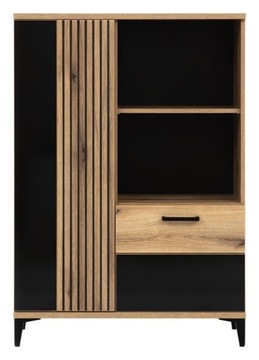 Komoda ARIS05 88,5x39x126 dąb evoke/czarny LOFT