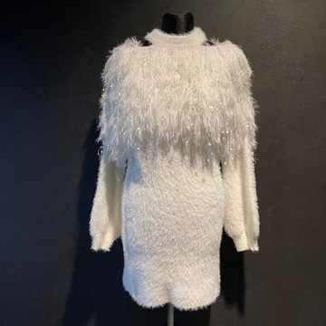 GOLDEN DAYS PARIS Piekny Sweter Tunika Wełna S