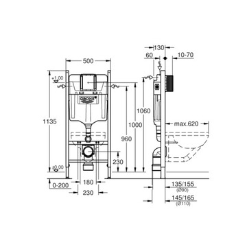 Stelaż podtynkowy zestaw do toalety WC GroheRapid + Przycisk złoty połysk