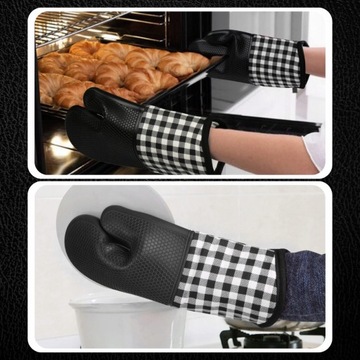 Термостойкие силиконовые кухонные перчатки, комплект из 2 защитных перчаток.