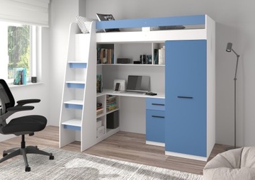 Hi5 lewy biały/błękit/niebieski łóżko piętrowe