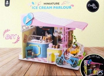 MINIATUROWY MODEL DOMEK LODZIARNIA SKŁADANA PUZZLE 3D LED