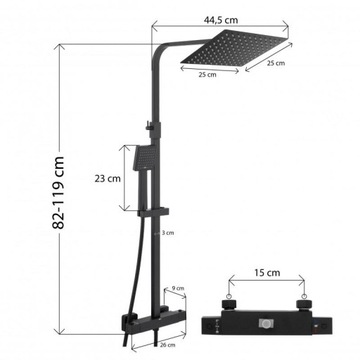 Душевой набор, термостат, смеситель для тропического душа