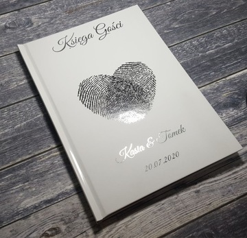Księga Gości weselnych na wesele pionowa czarne karty + SREBRNE brzegi
