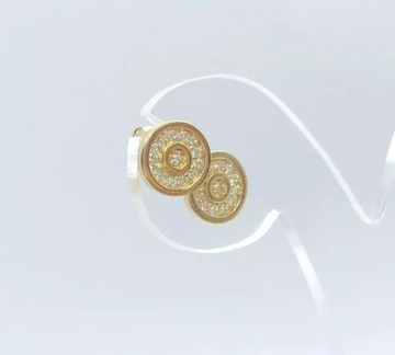 PIĘKNE ZŁOTE KOLCZYKI KÓŁKA Z CYRKONIAM 585/1,32G