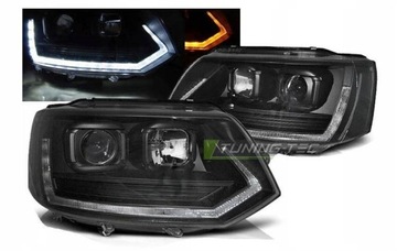 SVĚTLA VW T5 10-15 LED TUBE BLACK T6 LOOK DRL FACELIFT