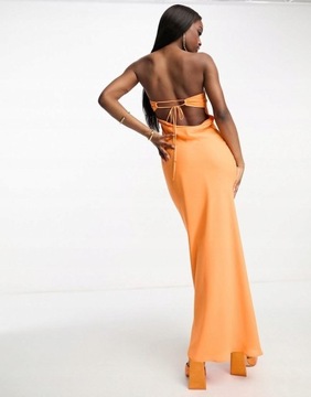 Asos Design NG3 yxg pomarańczowa maxi sukienka wiązanie XS
