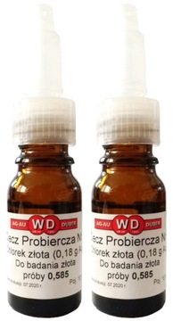 2x CHLOREK ZŁOTA 0,18g Au Ciecz Probiercza 10ml