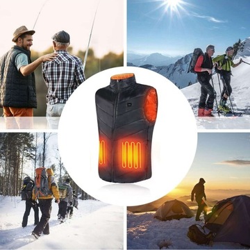 ЖЕНСКИЙ МУЖСКОЙ ЖИЛЕТ С ПОДОГРЕВОМ КУРТКА С СТЕГАНЫМИ РУКАВАМИ USB M ЧЕРНАЯ