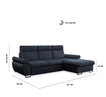 ТВЕРДЫЙ УГЛОВОЙ ДИВАН SAMSON GLAMOUR LOFT 267X169CM РОЗОВЫЙ