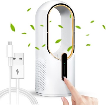 Wentylator Biurkowy Dotykowy 2200mAh 3 Tryby Przenośny Cichy USB Biały