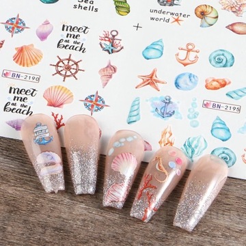 12 дизайнов ногтей Shell Water наклейки Colorful K