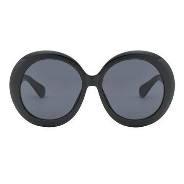 Modne okulary przeciwsłoneczne w stylu retro damskie okrągłe futurystyczne czarne oprawki szare soczewki