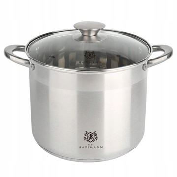 DUŻY GARNEK ze STALI NIERDZEWNEJ 18/0 22,5 L 34 CM INDUKCJA GAZ