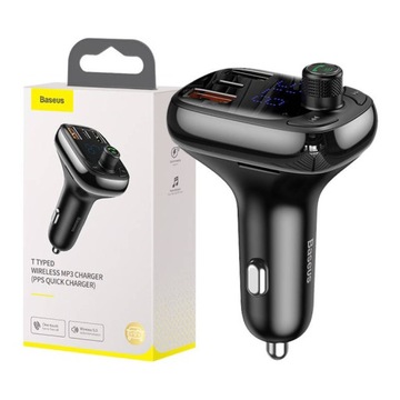 BASEUS TRANSMITER FM BLUETOOTH SZYBKA ŁADOWARKA 3x USB USB-C 36W PD QC 3.0