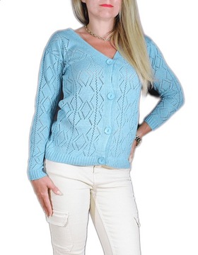 Sweter zapinany ażurkowy kobiecy krótki kardigan blezer dużo kolorów
