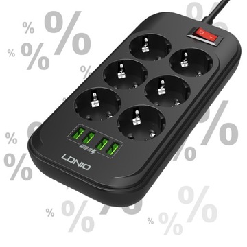 Удлинитель с 6 розетками + 4 удлинителя USB