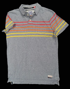 SUPERDRY FIRMOWA SZARA MĘSKA KOSZULKA POLO - XL