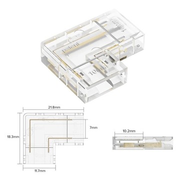 Złączka L kątowa do taśm LED COB 10mm 2PIN CLICK