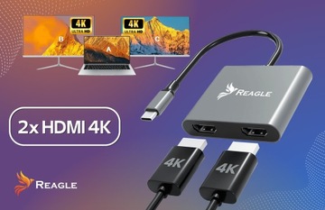 Адаптер-концентратор Адаптер HDMI 2x 4K 60 Гц Full HD 165 Гц USB-C 3.2 MST HDCP