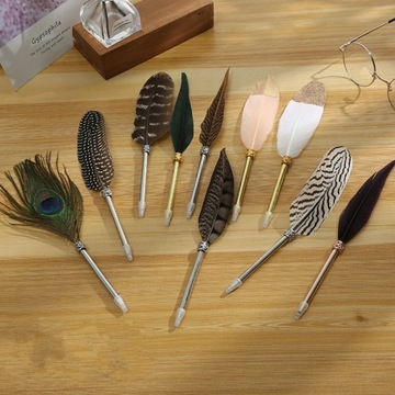 Feathers Metal Ballpoint Pen Retro Creative Wedding Pen Gift Box Really