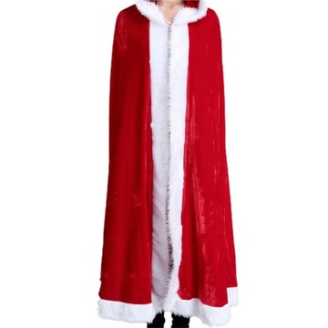 ВЫДАЮЩЕЕСЯ ДЛИННОЕ ПАЛЬТО САНТА-КЛАУСА С КАПЮШОНОМ