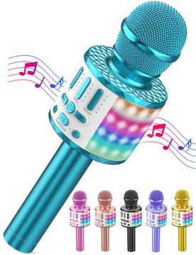 BEZPRZEWODOWY MIKROFON LED DO KARAOKE DLA DZIECI PRZENOŚNY GŁOŚNIK KTV