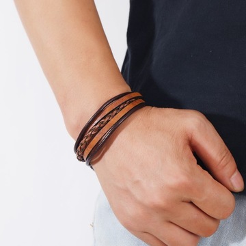 КОЖАНЫЙ БРАСЛЕТ МУЖСКОЙ, НЕРЖАВЕЮЩАЯ СТАЛЬ