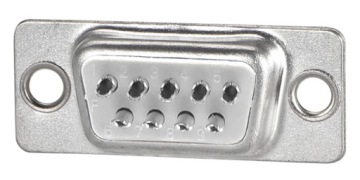 Розетка RS232 D-SUB 9P, паяная, крышка с резьбой, черная