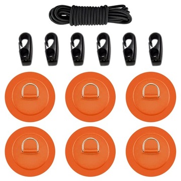 Bungee Deck Kit D Rings Pad Naszywka na kajak Orange