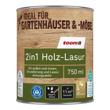 TOOM 2IN1 Holz-Lasur dunkgrau BEJCA DO DREWNA ciemnoszary 750ml