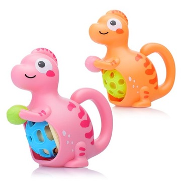 СЕНСОРНАЯ ПОГРЕМКА С ШАРИКОМ ДИНОЗАВР 11СМ ЦВЕТНАЯ