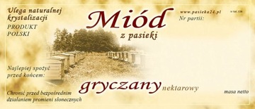 Etykiety na miód gryczany (100szt) - wzór E36