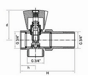 КЛАПАН ДЛЯ СТИРАЛЬНОЙ, ПОСУДОМОЕЧНОЙ МАШИНЫ С УДЛИНИТЕЛЕМ ГОШЕ 3/4 ДЛЯ ТОЛСТОЙ СТЕНЫ