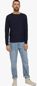 Z7A015 TOM TAILOR SWETER MĘSKI GRANATOWY GŁADKI DŁUGI RĘKAW M