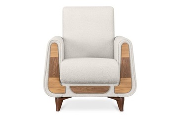 FOTEL MODERN DREWNO BOUCLE BIAŁY GUSTAVO